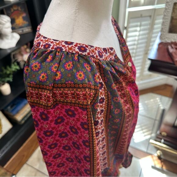 New Directions Boho Floral Front Tie Blouse Size Medium - Picture 4 of 13